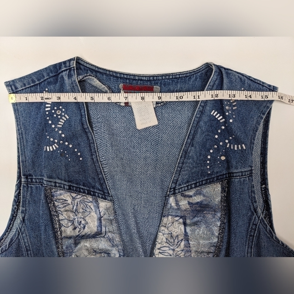 City Girl Sport vintage women's denim embellished vest size 14 - Picture 3 of 11